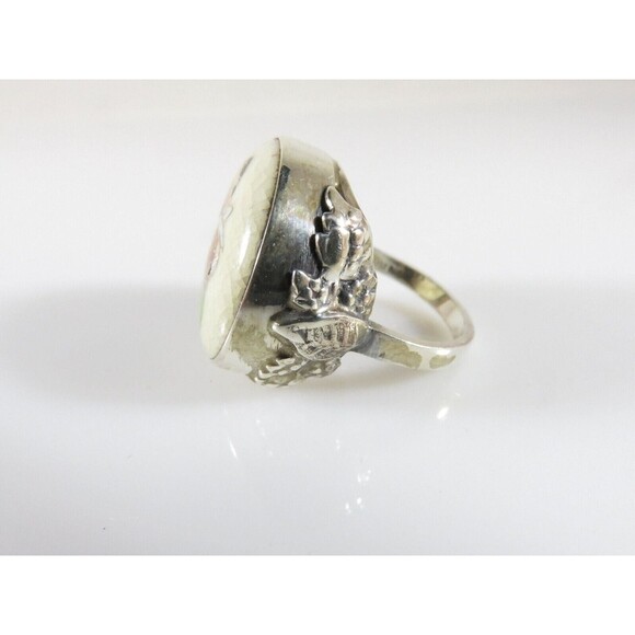 Japanese Satsuma Deity God of Fortune Hand Painted Button Ring Sterling - Picture 4 of 9